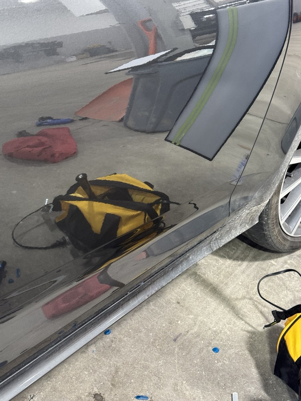 Fender after paintless dent repair